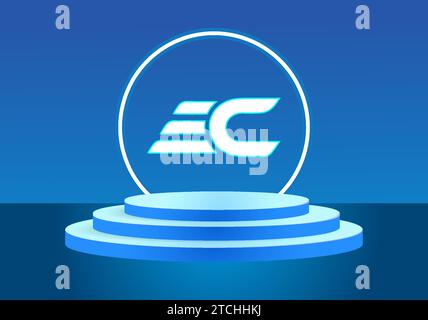 Simbolo con logo blu EC. Logo Vector per le aziende. Illustrazione Vettoriale