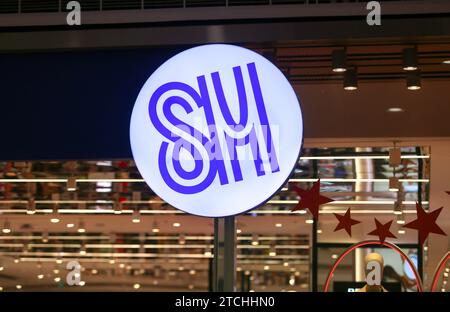 Nuovo logo SM Supermalls del marchio Filippine in SM City sto. Tomas, SM prime Holdings è uno dei maggiori operatori commerciali del sud-est asiatico (alcuni in Cina) Foto Stock