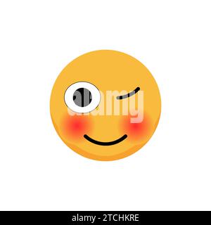 Emoticon strizzante. Emoji dei cartoni animati. Illustrazione del vettore piatto. Illustrazione Vettoriale