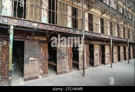 Cell Block at Ohio State Reformatory, storica prigione situata a Mansfield, Ohio Foto Stock