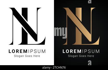 Luxury Initial NL o LN monogramma Text Letter Logo Design Illustrazione Vettoriale