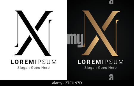 Design con logo monogramma NX o XN Luxury Initial Illustrazione Vettoriale