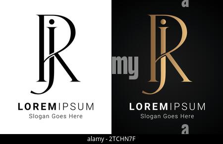 Design esclusivo con logo lettera di testo monogramma JR o RJ iniziale Illustrazione Vettoriale