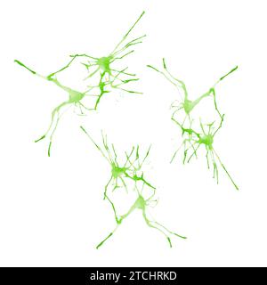 Schizzi e blobi verdi astratti ad acquerello isolati su sfondo bianco. Elemento di design disegnato a mano per decorazioni e banner Foto Stock