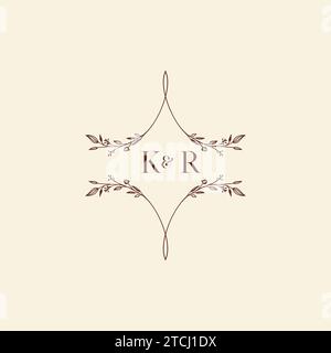 Lettere iniziali del logo per matrimoni KR con design professionale di alta qualità che si adatta bene a qualsiasi supporto di stampa Illustrazione Vettoriale