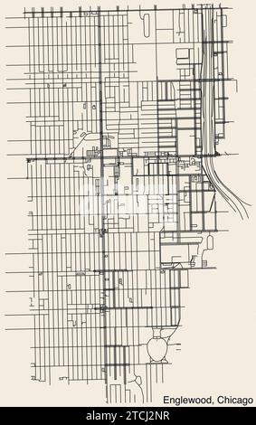 Cartina stradale dell'AREA DI ENGLEWOOD COMMUNITY, CHICAGO Illustrazione Vettoriale