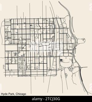 Cartina stradale dell'AREA COMUNITARIA DI HYDE PARK, CHICAGO Illustrazione Vettoriale