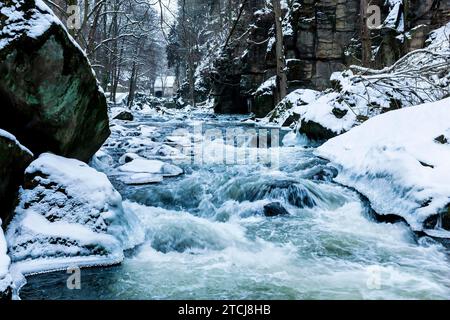 Liebethaler Grund vicino a Lohmen, nella Svizzera sassone Foto Stock