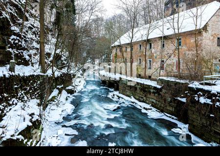 Liebethaler Grund vicino a Lohmen, nella Svizzera sassone Foto Stock