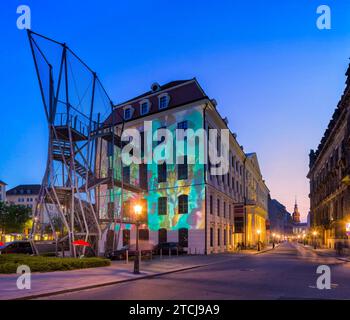 Installazione luminosa di Claudia Reh al Landhaus, Stadtmuseum Dresden. Numerosi musei di Dresda aprono le loro porte, presentano le loro collezioni e.. Foto Stock