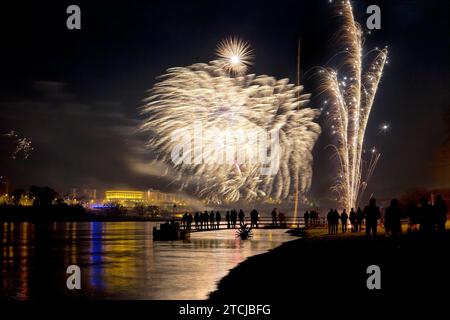 Fuochi d'artificio di Capodanno a Dresda sul Waldschloesschen Foto Stock