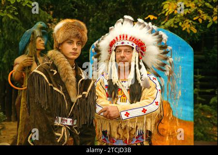 DEU Saxony Radebeul, il tradizionale Karl May Festival, attrae decine di migliaia di visitatori ogni anno. Le attrazioni speciali sono quelle tradizionali Foto Stock