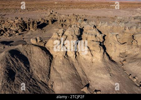 Formazioni di arenaria splendidamente erose nel Fantasy Canyon Recreation Site vicino a Vernal, Utah. Foto Stock