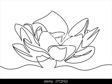 Fiori di orchidea disegnati a mano. Disegno a una linea. illustrazione Illustrazione Vettoriale