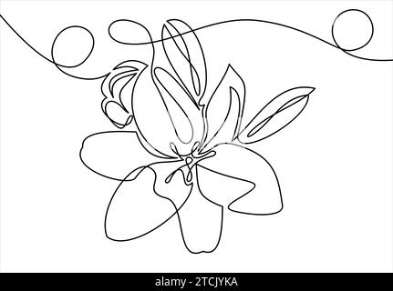 Fiori di orchidea disegnati a mano. Disegno a una linea. illustrazione Illustrazione Vettoriale