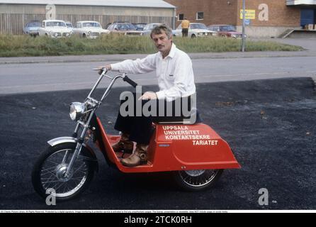 Björn Ortenheim. Ricercatore svedese, inventore. Nato il 30 luglio 1937 - 7 gennaio 2013. Pioniere nello sviluppo di veicoli elettrici in Svezia. La foto scattata nel 1978 quando il ciclomotore elettrico a tre ruote di Örtenheim è descritta come un'invenzione unica. Foto Stock