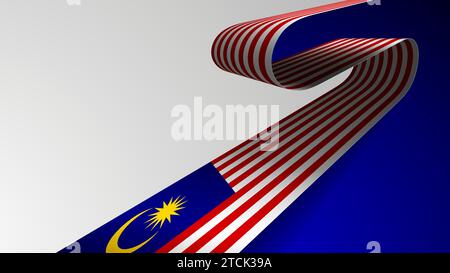 Sfondo nastro realistico con bandiera della Malesia. Un elemento di impatto per l'uso che si desidera farne. Illustrazione Vettoriale