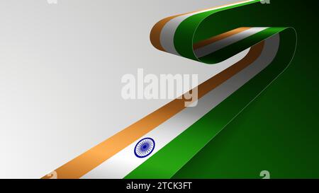 Sfondo nastro realistico con bandiera dell'India. Un elemento di impatto per l'uso che si desidera farne. Illustrazione Vettoriale