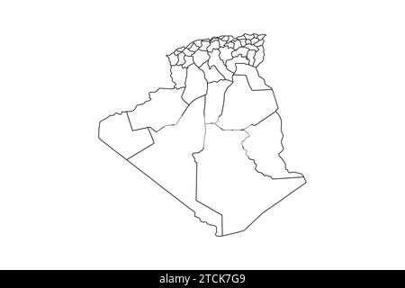 Profilo della mappa Vector Algeria con sfondo bianco Illustrazione Vettoriale