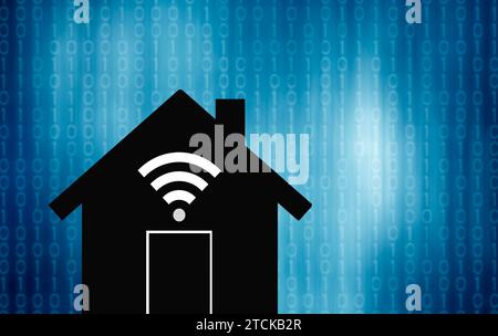 casa con simbolo wi-fi, concetto di casa connessa Foto Stock