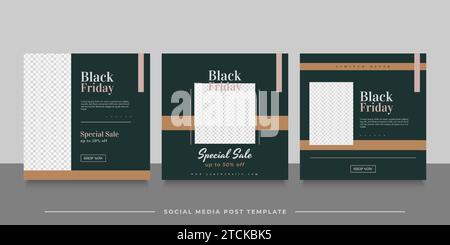 Modello di post sui social media in vendita per il Black Friday in stile minimalista Illustrazione Vettoriale