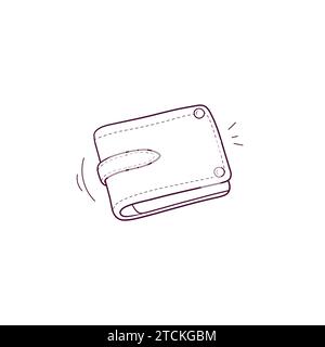 Immagine disegnata a mano dell'icona del portafoglio. Illustrazione dello schizzo vettoriale di Doodle Illustrazione Vettoriale