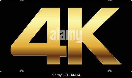 Segno dorato 4K ad alta risoluzione | risoluzione video |icona 4K d'oro, 4K ultra HD, simbolo del logotipo Illustrazione Vettoriale