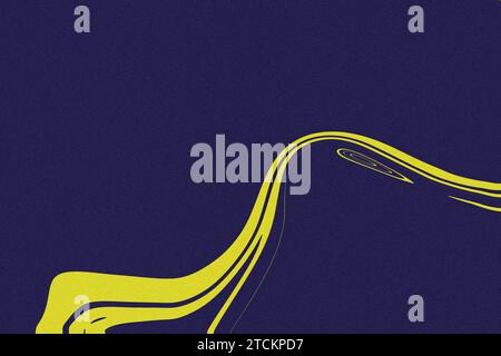 Sfondo astratto blu e giallo brillante con motivo a onda curva Foto Stock