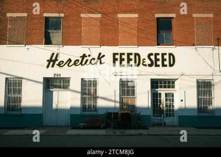 Heretick Feed & Seed Co, insegna vintage Petersburg, Virginia Foto Stock