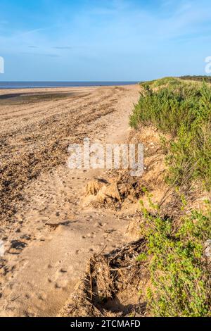 Una spiaggia deserta di Snettisham sulla riva orientale del Wash, Norfolk. Foto Stock