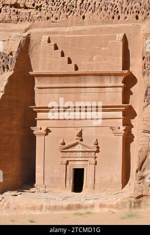 Hegra, Arabia Saudita - Hegra, nota anche come Mada'in Salih, è un sito archeologico situato nella zona di al-'Ula. La maggior parte del Foto Stock