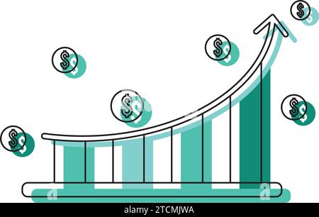 Grafico aziendale in crescita icona finanziaria Vector Illustrazione Vettoriale