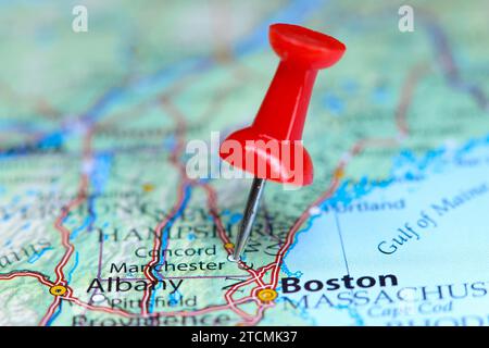 Manchester, New Hampshire spilla sulla mappa Foto Stock