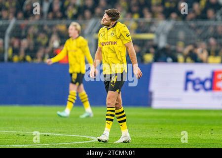 Dortmund, Germania. 13 dicembre 2023. Niclas Fuellkrug (Borussia Dortmund, n. 14) Borussia Dortmund vs. Paris Saint-Germain, Fussball, UEFA Champions League, 6. Spieltag, 13.12.2023 REGOLAMENTI DFL VIETANO QUALSIASI UTILIZZO DI FOTOGRAFIE COME SEQUENZE DI IMMAGINI E/O QUASI-VIDEO foto: Eibner-Pressefoto/Bahho Kara credito: dpa/Alamy Live News Foto Stock