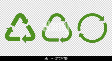 Vettore icona freccia riciclaggio e rotazione. Le frecce riciclano il simbolo verde eco Illustrazione Vettoriale