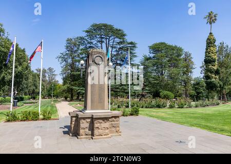 Wagga Wagga Australia, cenotafio dedicato a coloro che morirono nella prima guerra mondiale nei giardini commemorativi della Vittoria nel centro della città, nuovo Galles del Sud, Australia Foto Stock