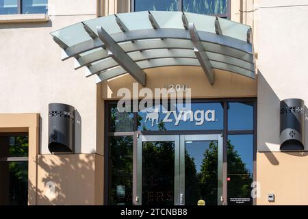 Ingresso alla sede centrale di Zynga a San Mateo, California, USA Foto Stock