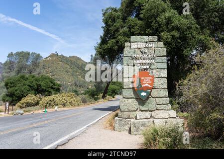 Cartello di benvenuto del Pinnacles National Park in California, USA Foto Stock