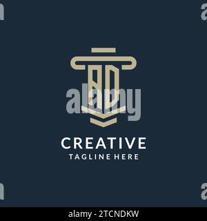Monogramma con logo iniziale DELL'ANNUNCIO con semplici idee di design vettoriale della linea pilastro di lusso Illustrazione Vettoriale