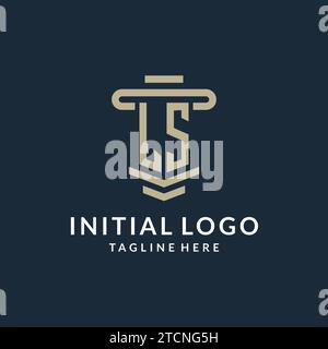 Monogramma con logo iniziale LS con semplici idee di design vettoriale della linea di pilastri Luxury Illustrazione Vettoriale