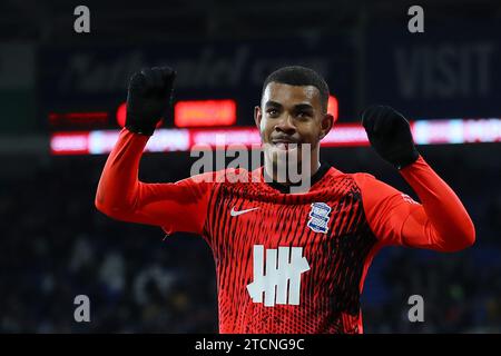 Cardiff, Regno Unito. 13 dicembre 2023. Juninho Bacuna di Birmingham celebra. Partita di campionato EFL Skybet, Cardiff City contro Birmingham City al Cardiff City Stadium di Cardiff, Galles mercoledì 13 dicembre 2023. Questa immagine può essere utilizzata solo per scopi editoriali. Solo per uso editoriale, foto di Andrew Orchard/Andrew Orchard fotografia sportiva/Alamy Live news credito: Andrew Orchard fotografia sportiva/Alamy Live News Foto Stock