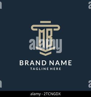 Monogramma con logo iniziale MB con semplici idee di design vettoriale della linea di pilastri Luxury Illustrazione Vettoriale