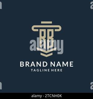 Monogramma iniziale del logo RB con semplici idee di design vettoriale della linea di pilastri Luxury Illustrazione Vettoriale