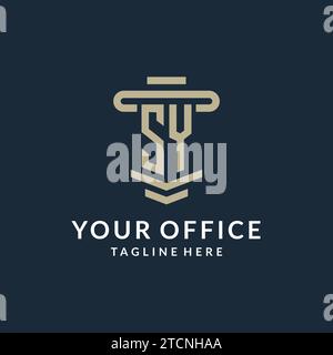 Monogramma con logo iniziale SY con semplici idee di design vettoriale della linea di pilastri Luxury Illustrazione Vettoriale
