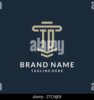 AL monogramma iniziale del logo con semplici idee di design vettoriale della linea di pilastri Luxury Illustrazione Vettoriale