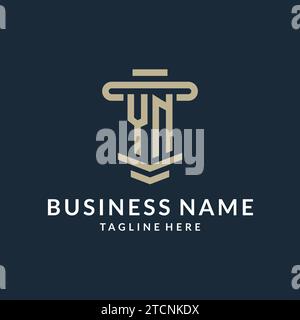 Monogramma iniziale del logo con semplici idee di design vettoriale della linea di pilastri di lusso Illustrazione Vettoriale