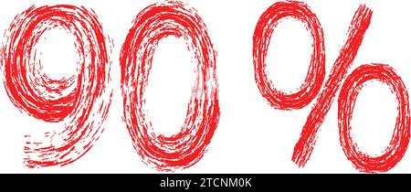 icona 90% disegno illustrativo vettoriale Illustrazione Vettoriale