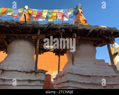 Antichi cortili a lo Manthang, la capitale del distretto di Mustang, Nepal Foto Stock