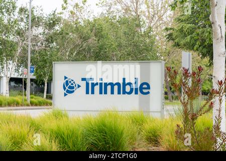 Cartello Trimble Ground presso il suo ufficio a Sunnyvale, California, USA Foto Stock