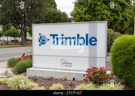 Cartello Trimble Ground presso il suo ufficio a Sunnyvale, California, USA - 10 giugno 2023. Foto Stock